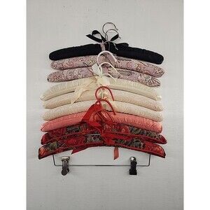 Vintage 9 Padded Satin Lace Lingerie Clothes Hangers Plastic Coated Or Metal